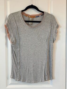 Dolan whimsy romantic boho top in gray and blush- (m)